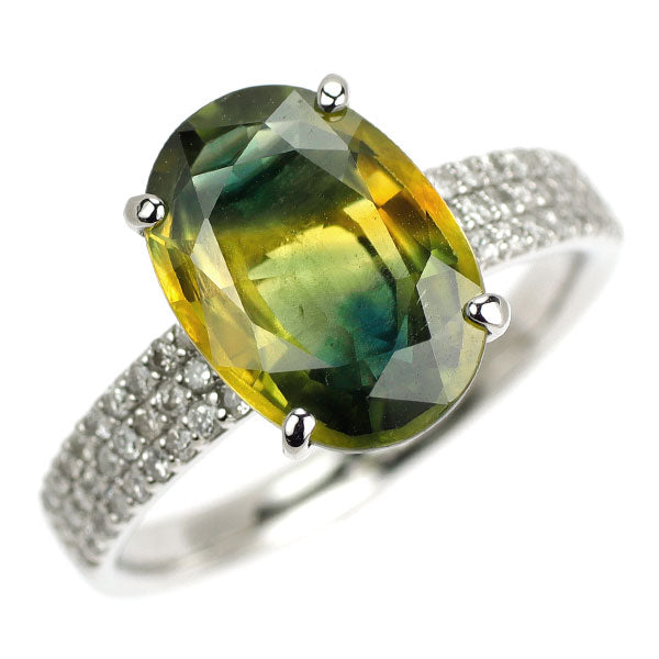 Pt950 バイカラー サファイア ダイヤモンド リング 4.993ct D0.36ct