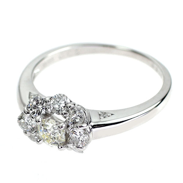 K18WG さくらカット ダイヤモンド リング 0.306ct M VS1 D0.78ct