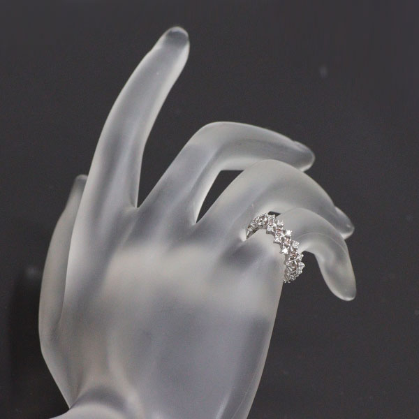 希少 K18WG 天然ピンク/カラーレス ダイヤモンド リング 0.88ct フルエタニティ ピンキー