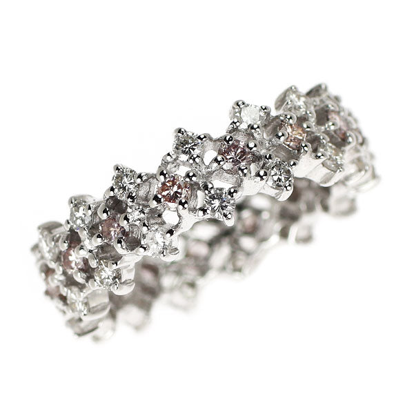 希少 K18WG 天然ピンク/カラーレス ダイヤモンド リング 0.88ct フルエタニティ ピンキー