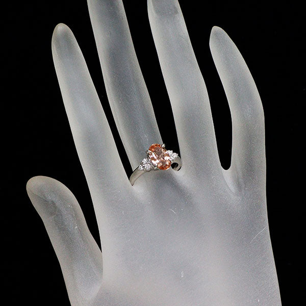 希少 Pt850 インペリアル トパーズ ダイヤモンド リング 2.41ct D0.18ct
