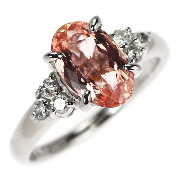 希少 Pt850 インペリアル トパーズ ダイヤモンド リング 2.41ct D0.18ct