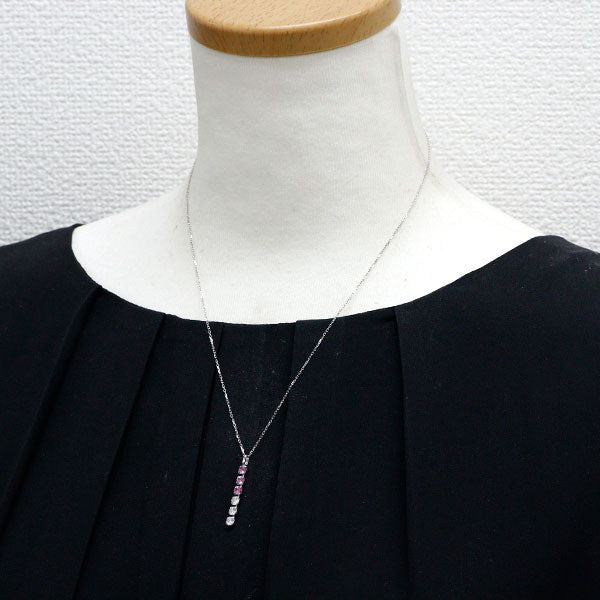 K18WG ピンクサファイア ダイヤモンド ペンダントネックレス 0.55ct D0.49ct