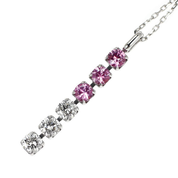 K18WG ピンクサファイア ダイヤモンド ペンダントネックレス 0.55ct D0.49ct