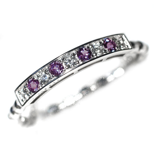 希少 Pt950 アレキサンドライト ダイヤモンド リング 0.16ct D0.14ct 伸縮式