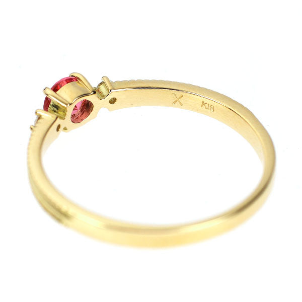 ビズー/BIZOUX K18YG ホットピンクスピネル ダイヤモンド リング D0.02ct