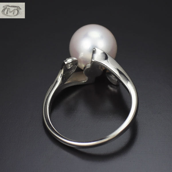 ミキモト Pt950 アコヤ真珠 ダイヤモンド リング 径約8.5mm