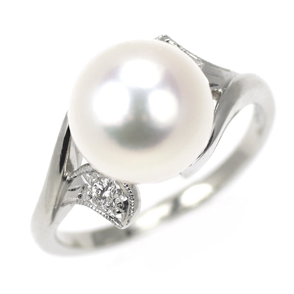 ミキモト Pt950 アコヤ真珠 ダイヤモンド リング 径約8.5mm