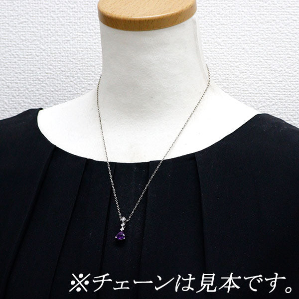 田崎真珠 K18WG アメジスト ダイヤモンド ペンダントトップ D0.03ct