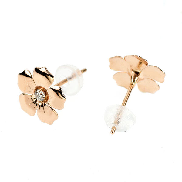 K18PG ダイヤモンド ピアス 0.06ct フラワー