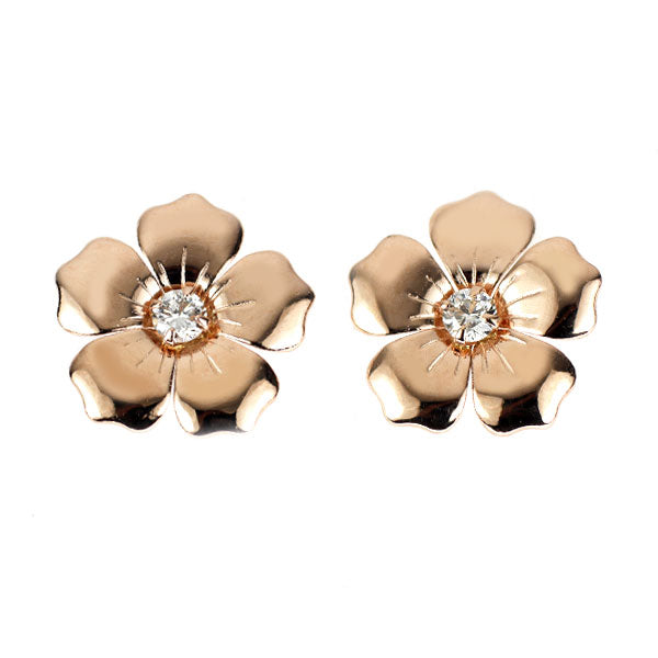 K18PG ダイヤモンド ピアス 0.06ct フラワー
