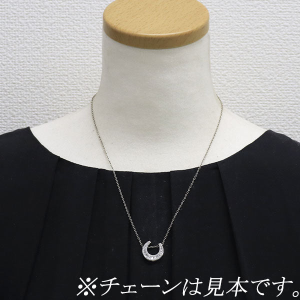 K18WG ダイヤモンド ペンダントトップ 0.50ct 三日月 馬蹄