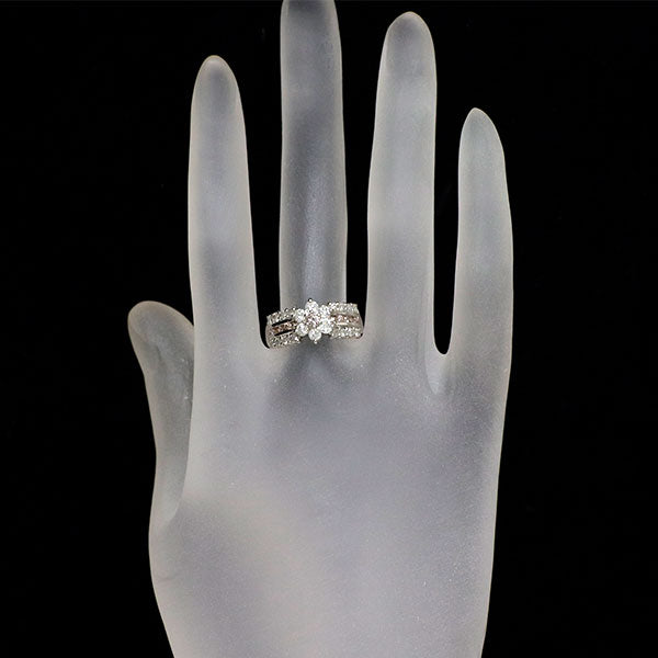 Pt1000 天然ピンクダイヤモンド リング 0.20ct D0.80ct フラワー