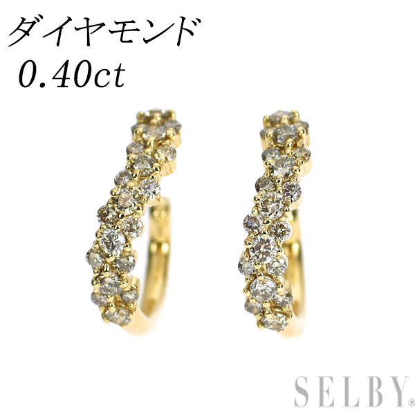K18YG ダイヤモンド フープ イヤリング 0.40ct イヤーカフ