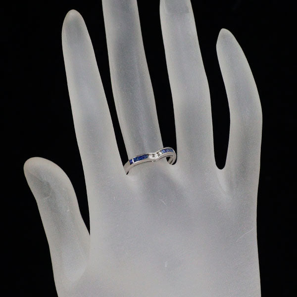 Pt900 サファイア ダイヤモンド リング 0.33ct D0.06ct V字
