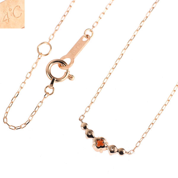 4℃ K18PG ガーネット ダイヤモンド ペンダントネックレス