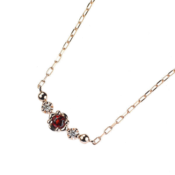 4℃ K18PG ガーネット ダイヤモンド ペンダントネックレス