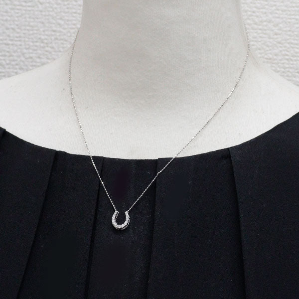 K14WG ダイヤモンド ペンダントネックレス 0.20ct 馬蹄 リバーシブル