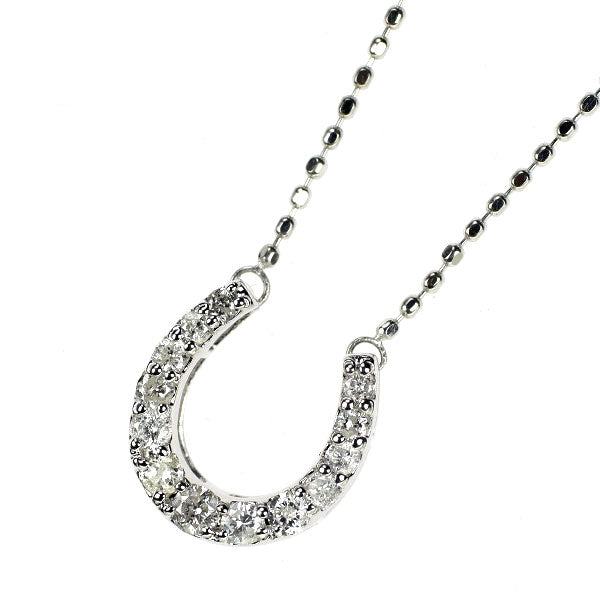 K14WG ダイヤモンド ペンダントネックレス 0.20ct 馬蹄 リバーシブル