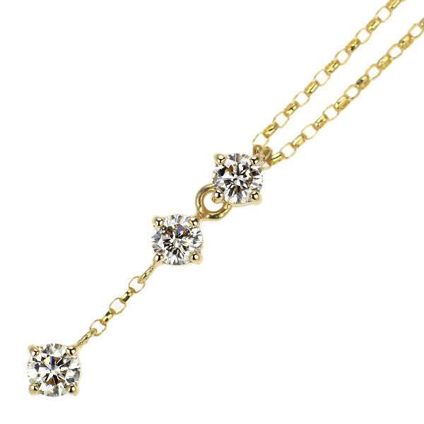 K18YG ダイヤモンド ペンダントネックレス 0.25ct スリーストーン