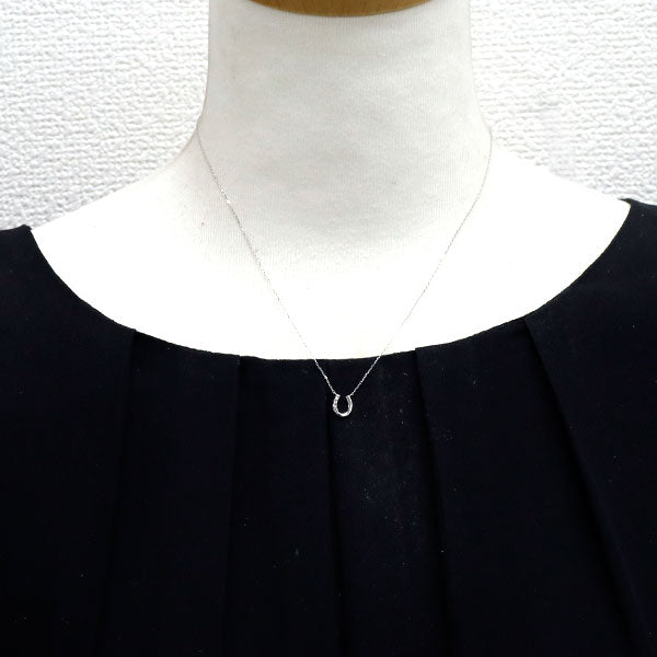 カナル4℃ K10WG ダイヤモンド ペンダントネックレス 馬蹄