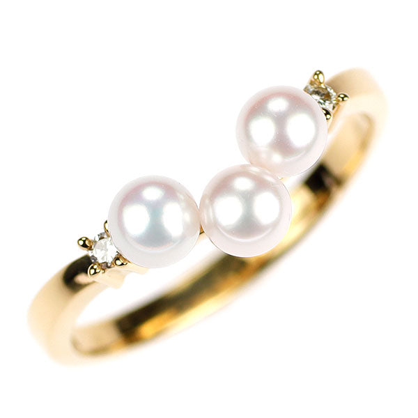 田崎真珠 K18YG アコヤベビー 真珠 ダイヤモンド リング 径約3.9mm D0