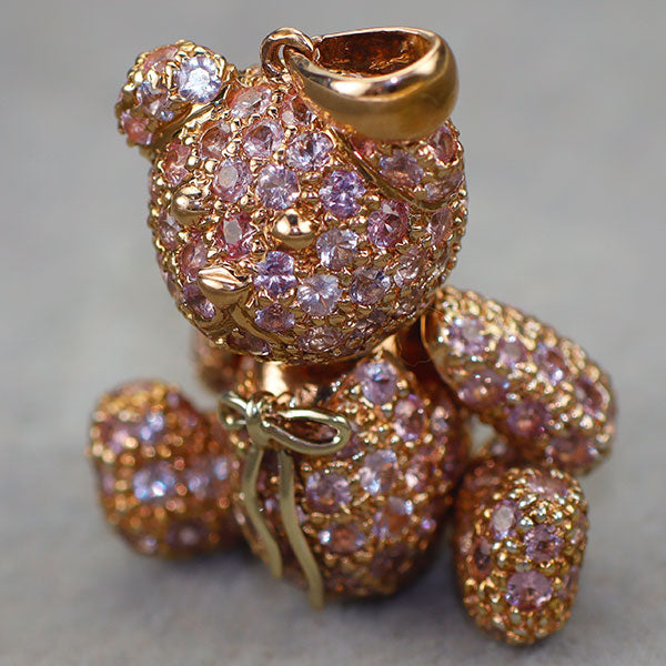 K18PG ピンクサファイア ペンダントトップ PS5.22ct くま テディベア