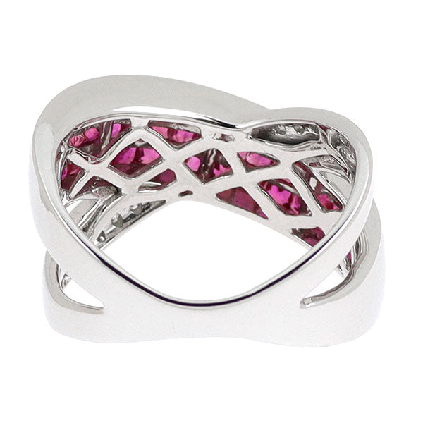 K18WG ルビー ダイヤモンド リング 2.10ct D0.10ct ミステリーセッティング