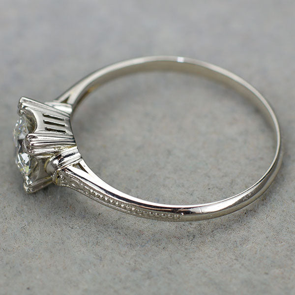 Pm（Pt650前後） オールドサーキュラーブリリアントカットダイヤモンド リング 0.453ct H SI2 陽刻ヴィンテージ製品 昭和レトロ【ヒスコレ】