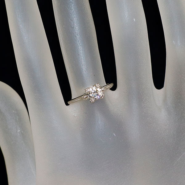Pm（Pt650前後） オールドサーキュラーブリリアントカットダイヤモンド リング 0.453ct H SI2 陽刻ヴィンテージ製品 昭和レトロ【ヒスコレ】