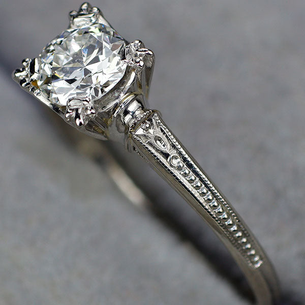 Pm（Pt650前後） オールドサーキュラーブリリアントカットダイヤモンド リング 0.453ct H SI2 陽刻ヴィンテージ製品 昭和レトロ【ヒスコレ】