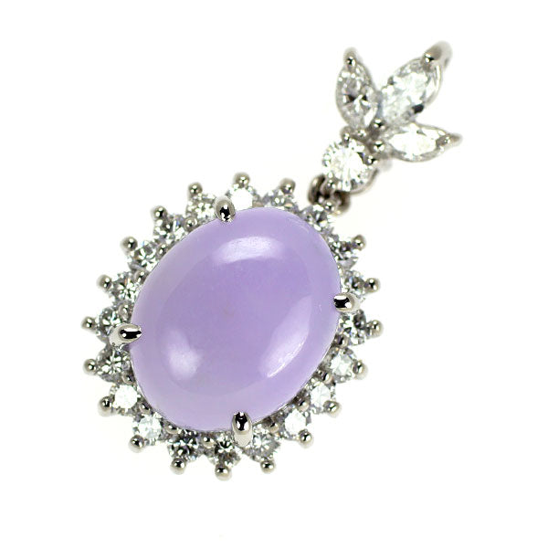 Pt900 樹脂含浸なし ラベンダー 翡翠 ダイヤモンド ペンダントトップ 4.17ct D0.67ct
