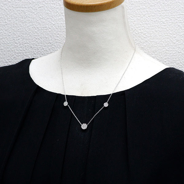 K18WG ダイヤモンド ペンダントネックレス 1.00ct ステーション フラワー