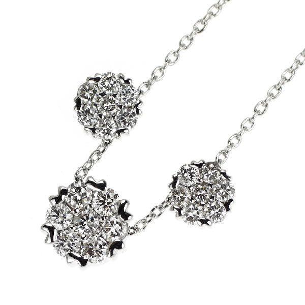 K18WG ダイヤモンド ペンダントネックレス 1.00ct ステーション フラワー