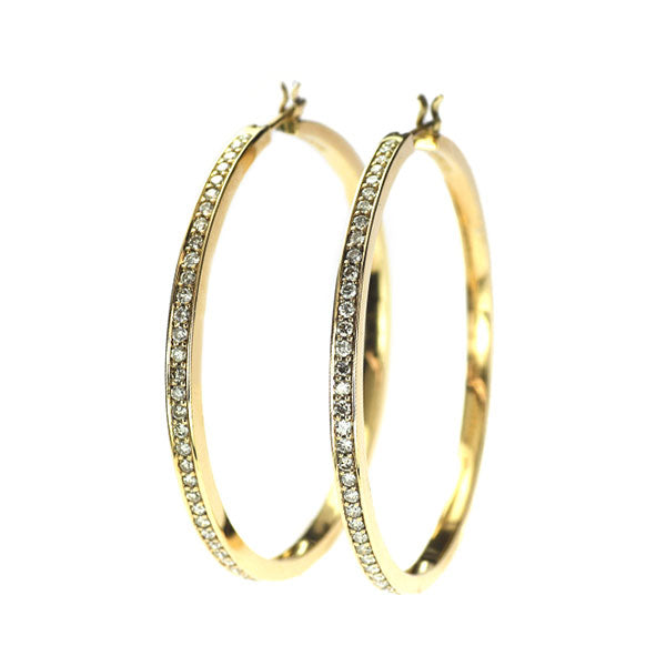 K18YG ダイヤモンド ピアス 1.00ct フープ