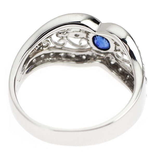 Pt900 サファイア ダイヤモンド リング 0.43ct D0.43ct アンティークレース