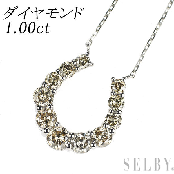 Pt900/ Pt850 ダイヤモンド ペンダントネックレス 1.00ct 馬蹄