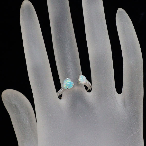 Pt950 オパール ダイヤモンド リング 0.752ct D0.19ct フォークリング