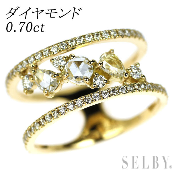 K18YG ローズカット/ラウンドブリリアント ダイヤモンド リング 0.70ct