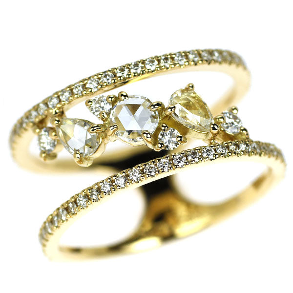 K18YG ローズカット/ラウンドブリリアント ダイヤモンド リング 0.70ct