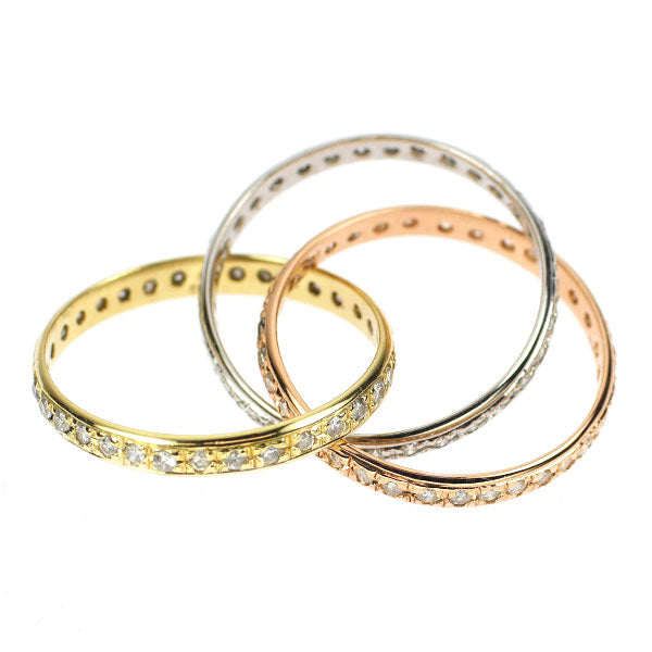 Pt900/ K18YG/PG ダイヤモンド リング 1.08ct フルエタニティ 3連