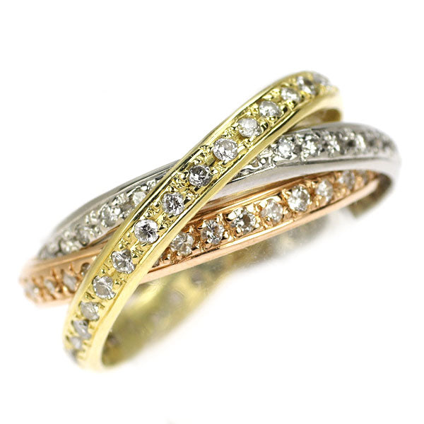 Pt900/ K18YG/PG ダイヤモンド リング 1.08ct フルエタニティ 3連