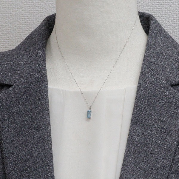 Pt900/ Pt850 アクアマリン ダイヤモンド ペンダントネックレス 0.85ct D0.012ct