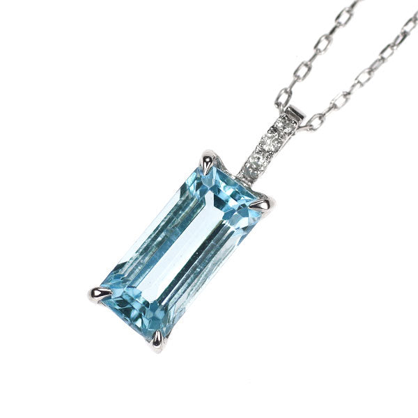 Pt900/ Pt850 アクアマリン ダイヤモンド ペンダントネックレス 0.85ct D0.012ct