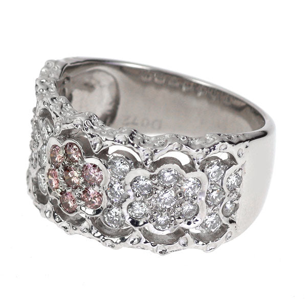 希少 Pt900 天然ピンク/カラーレス ダイヤモンド リング 0.19ct D0.72ct