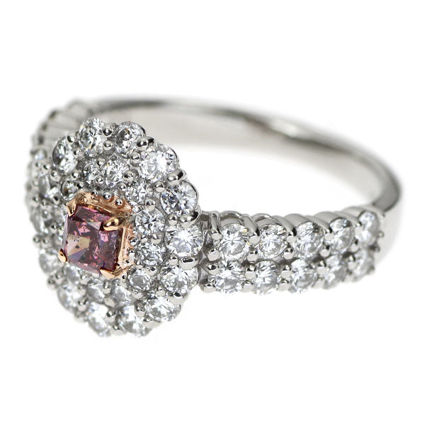 希少 Pt900/K18PG 天然ビビッドピンク ダイヤモンド リング 0.208ct FVPP I1 D1.26ct