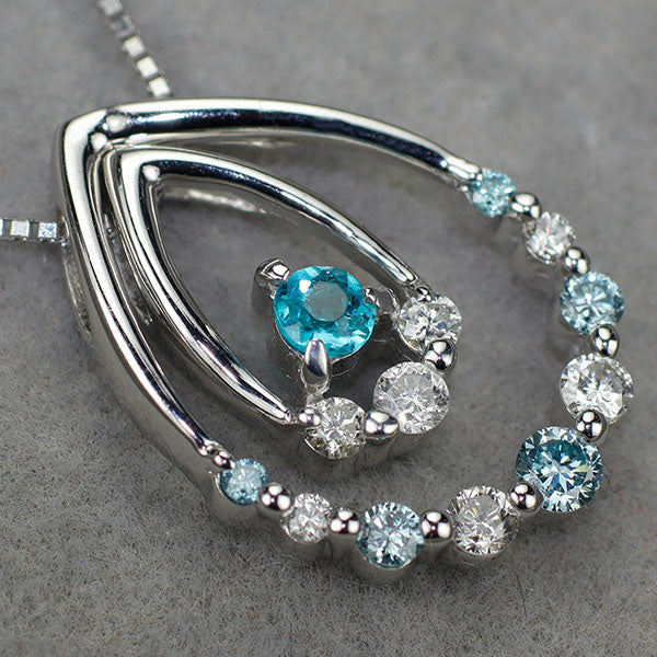 K18WG ブラジル産パライバトルマリン 無色/アイスブルーダイヤモンド