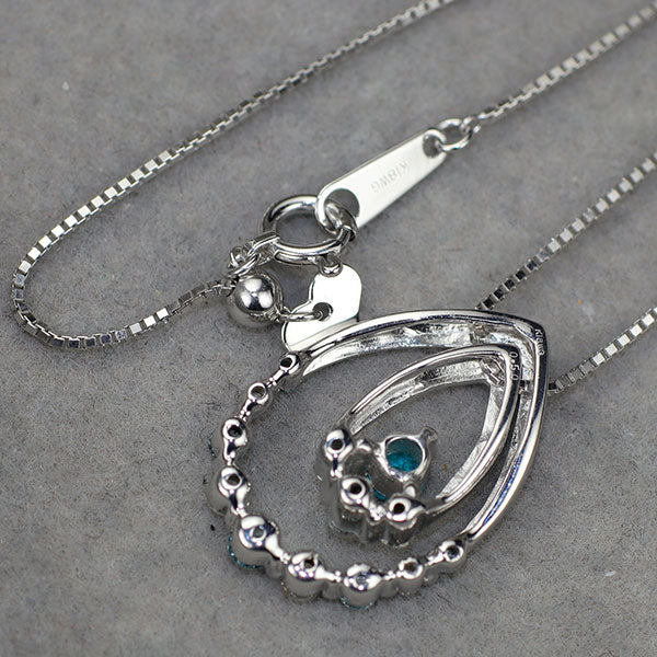 K18WG ブラジル産パライバトルマリン 無色/アイスブルーダイヤモンド ペンダントネックレス 0.105ct D0.50ct