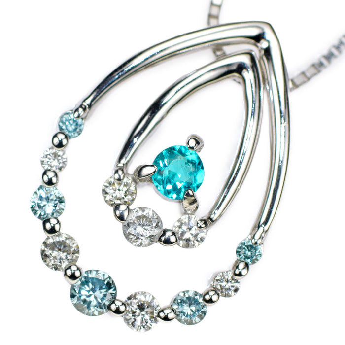 K18WG ブラジル産パライバトルマリン 無色/アイスブルーダイヤモンド