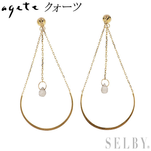 アガット/agete K10YG ブリオレットカット クオーツ ピアス